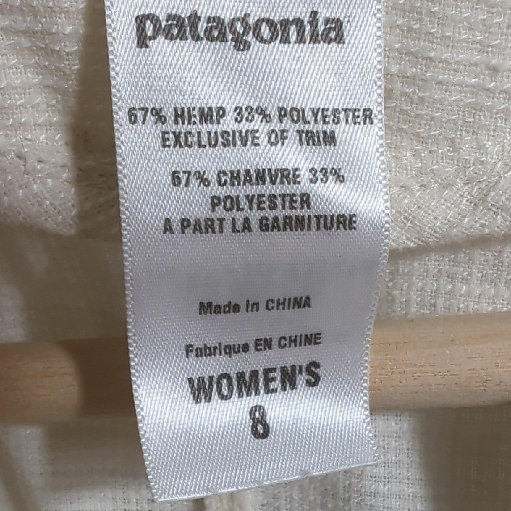 Patagonia Hempress Tunic Top Blouse Hemp Off‎ White Women's 8 Lightweight Sheer - Picture 9 of 15